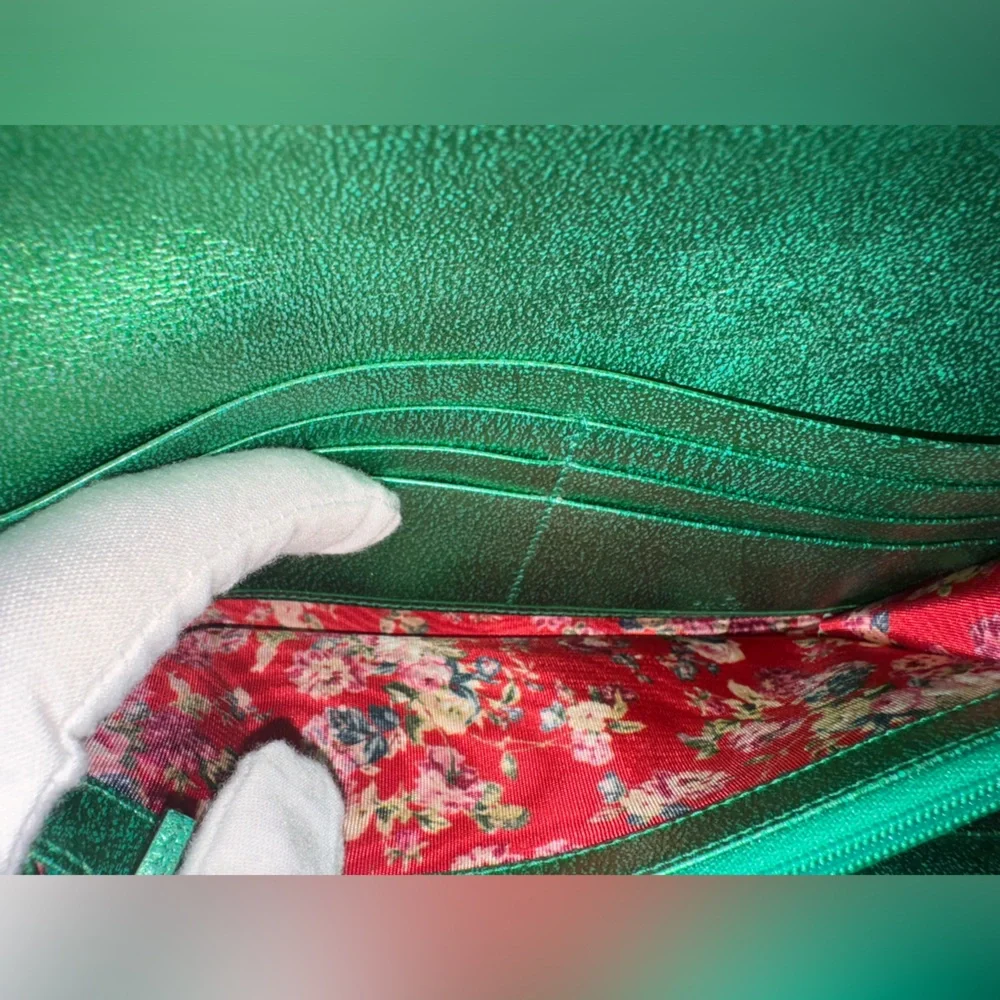 Gucci Green Long Wallet with Horsebit GG
